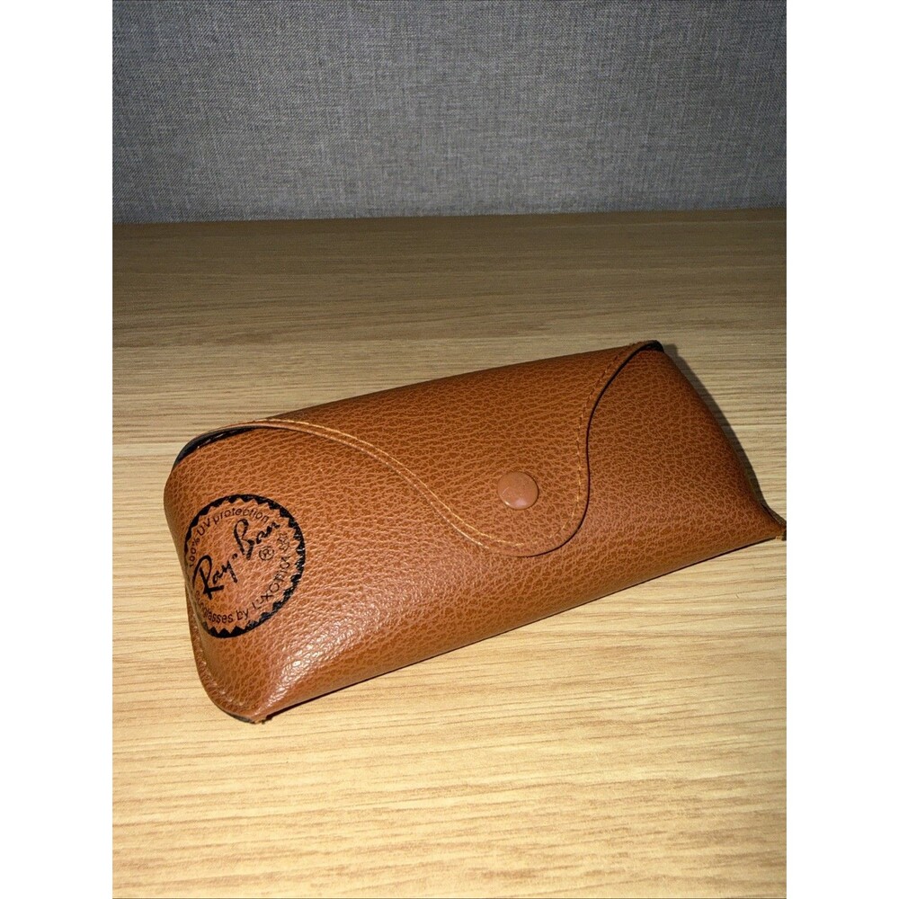 Ray-Ban Tan Soft Sunglasses Case Snap Closure Luxottica Embossed Logo Accessory